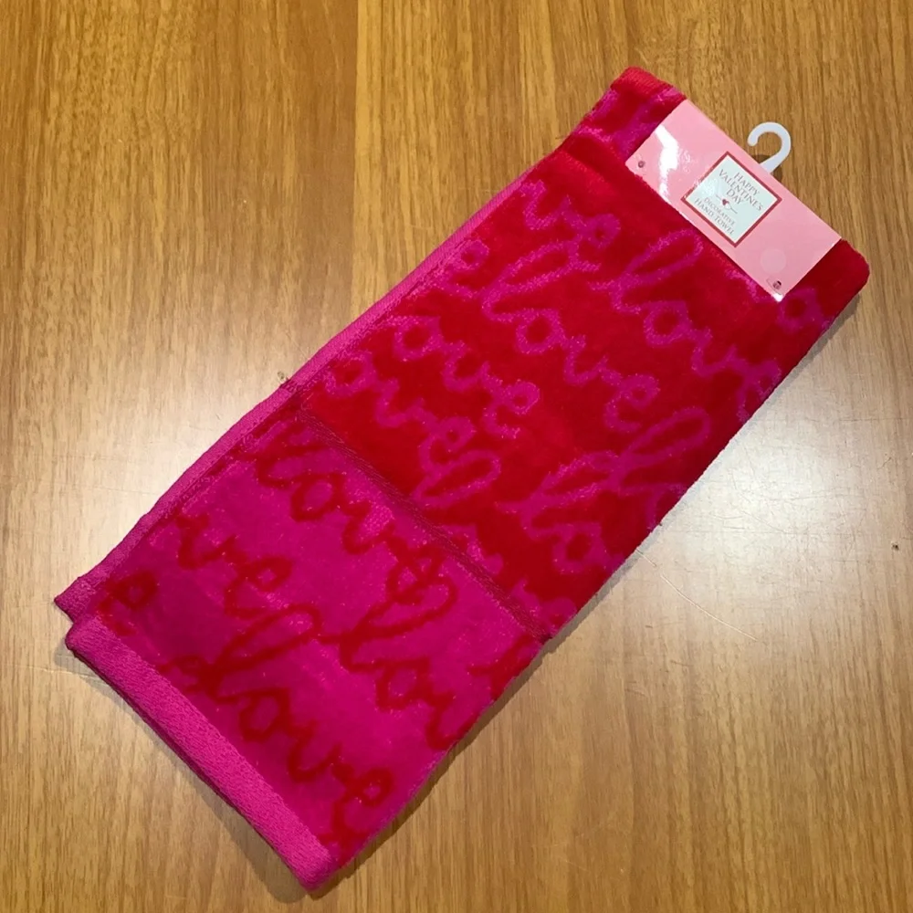 Valentine’s Day Hand Towel- Pink & Red “Love” NWT - Guest bath- Gift Basket